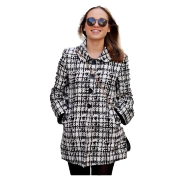 Nine West Jackets & Blazers - Nine west women’s plaid jacket coat size 4 black and white color checkered